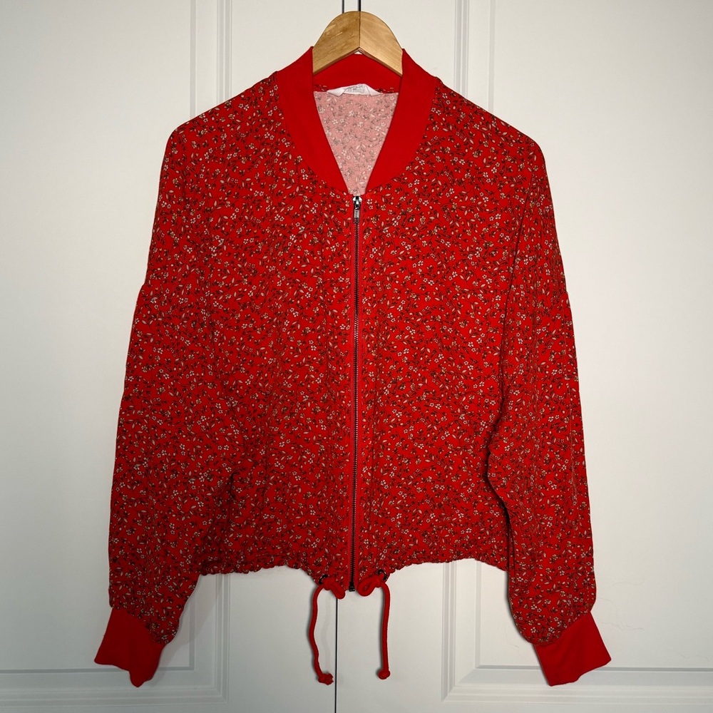 BB Dakota Red Floral Women's Bomber Jacket